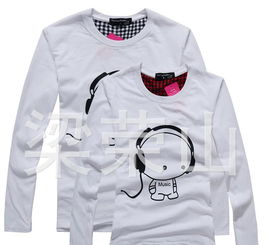 廠家直銷情侶T恤長袖耳機(jī)音樂主題服飾 韓版精品女裝與情侶裝價(jià)格圖片全覽